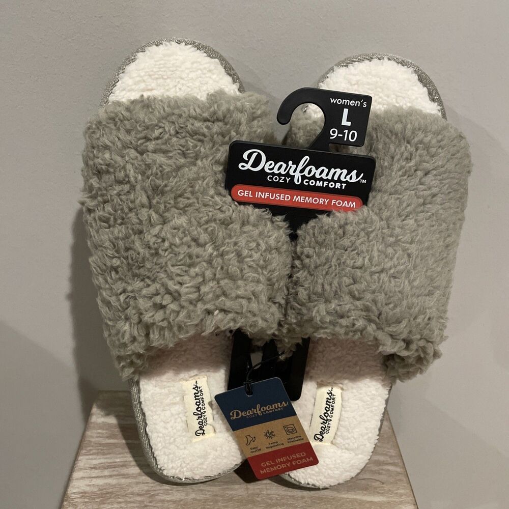 NWT Dearfoams Cozy Comfort Women's Platform Terry Slide Slippers Large 9-10